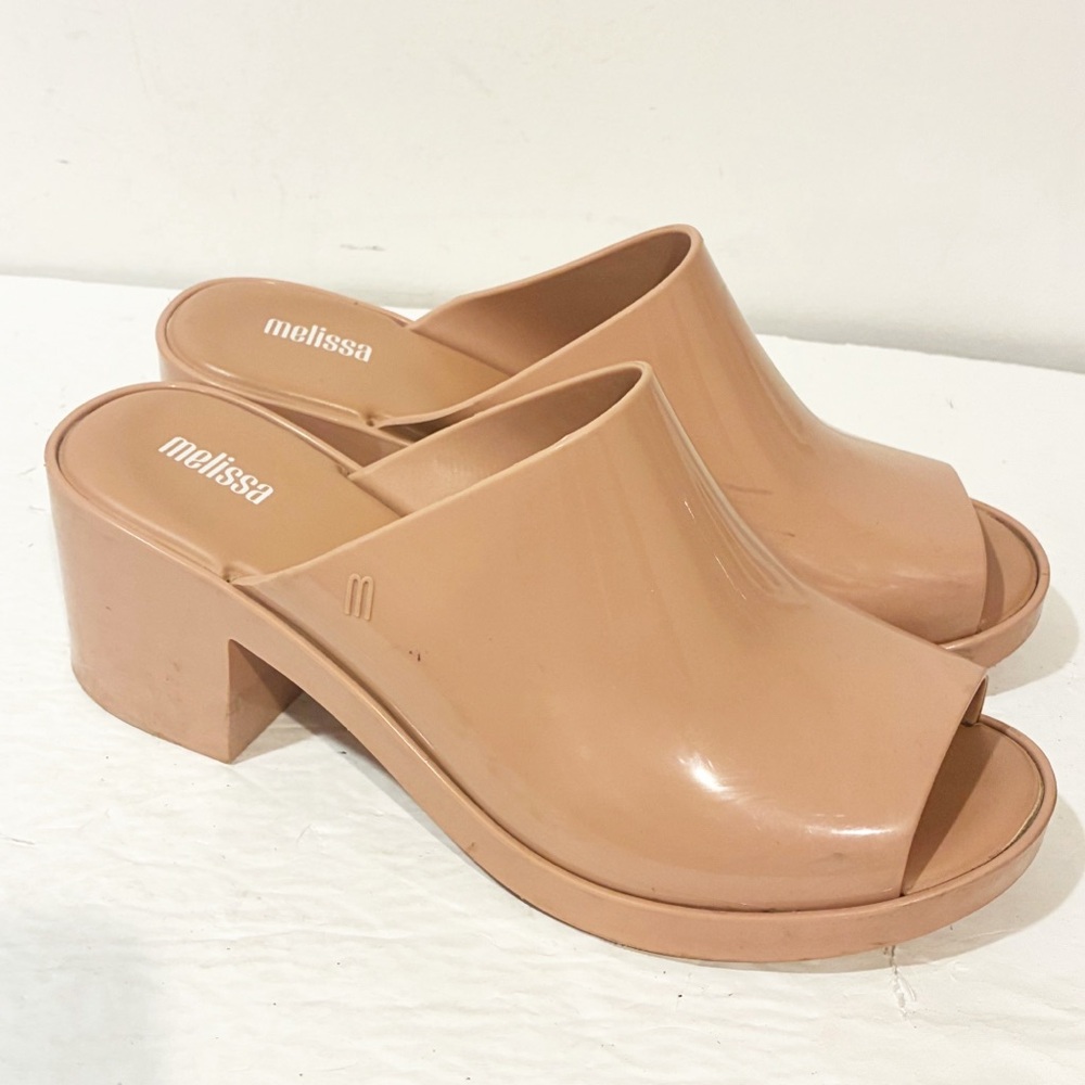 MELISSA Size 10 Pink Jelly Rubber Mule Hype Slip On Heel - Picture 3 of 7